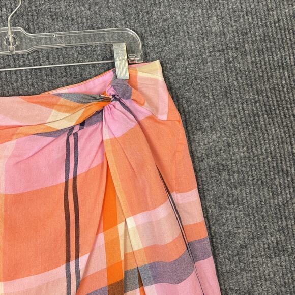 Ann Taylor Womens Orange Pink Twisted Plaid Pencil Skirt Size 12P Office Career - Picture 4 of 10